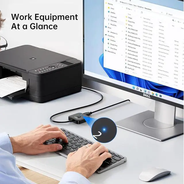 Alt view image 3 of 7 - USB 2.0 Switch 2 in 1 Out & 1 in 2 Out - Bi-Directional USB Sharing Switch for Printer, Keyboard, Mouse, Scanner & Flash Drive - 2-Port KVM Switch Box for Two Computers