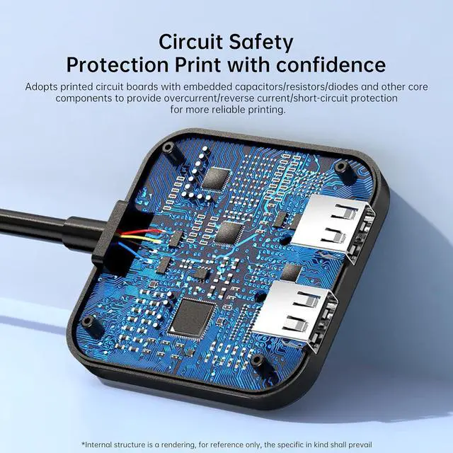 Alt view image 6 of 7 - USB 2.0 Switch 2 in 1 Out & 1 in 2 Out - Bi-Directional USB Sharing Switch for Printer, Keyboard, Mouse, Scanner & Flash Drive - 2-Port KVM Switch Box for Two Computers