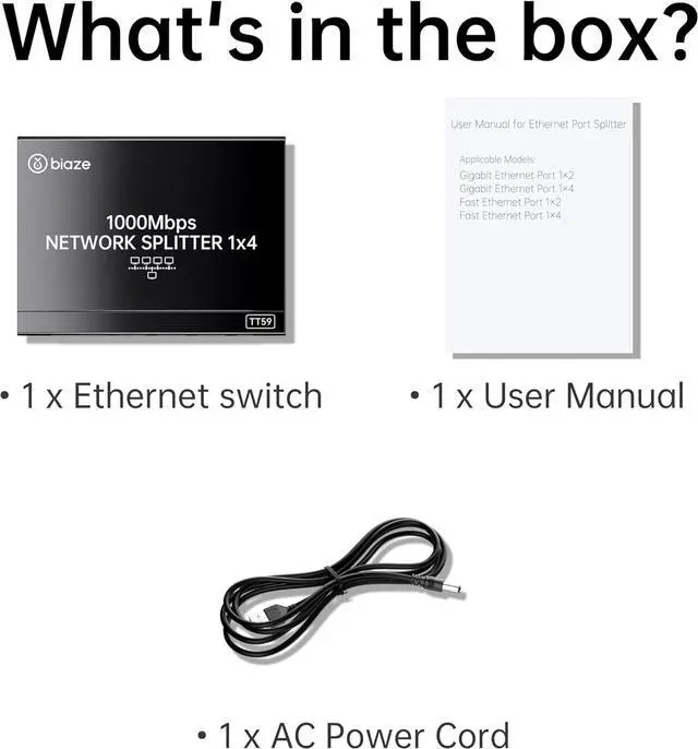 Alt view image 6 of 6 - 4-Port Ethernet Splitter, Gigabit LAN Network Hub Adapter 1 to 4, Plug & Play Internet Cable Connector for Home/Office/School, Cat6 RJ45 Splitter for PC/Modem/Router/Gaming (1000Mbps)