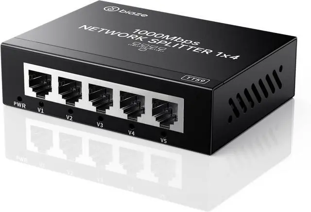 Main image of 4-Port Ethernet Splitter, Gigabit LAN Network Hub Adapter 1 to 4, Plug & Play Internet Cable Connector for Home/Office/School, Cat6 RJ45 Splitter for PC/Modem/Router/Gaming (1000Mbps)