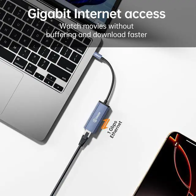 Alt view image 4 of 6 - USB-C to Ethernet Adapter Gigabit RJ45, 1000Mbps USB C Network Converter for Nintendo Switch/Laptop/MacBook/Steam Deck/Tablet/Mobile, Plug and Play Wired Network Adapter