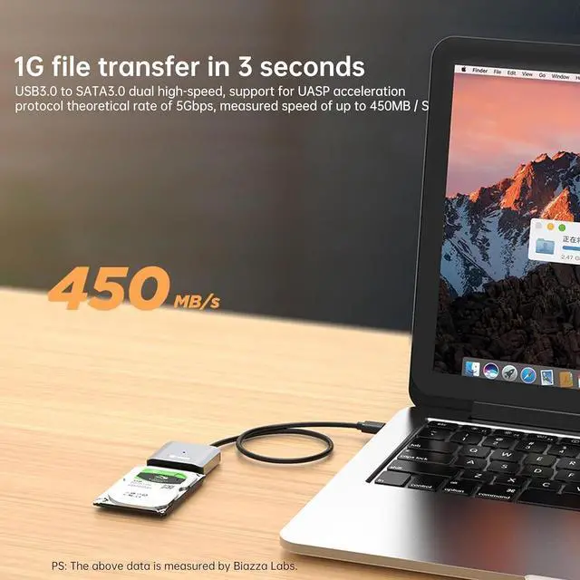 Alt view image 2 of 7 - SATA to USB 3.0 Adapter Cable  5Gbps UASP Data Cable + 12V/2A Power Adapter Kit Works with 2.5 SSD, 3.5 HDD, DVD/CD Drives  Plug & Play, No Driver