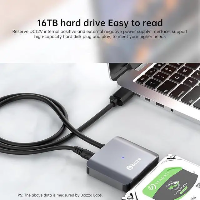 Alt view image 3 of 7 - SATA to USB 3.0 Adapter Cable  5Gbps UASP Data Cable + 12V/2A Power Adapter Kit Works with 2.5 SSD, 3.5 HDD, DVD/CD Drives  Plug & Play, No Driver
