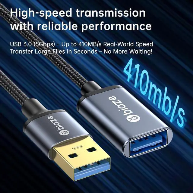 Alt view image 3 of 7 - USB Extension Cable USB 3.0 Extension Cord Type A Male to Female Cord Nylon Braided High Data Transfer Compatible with USB Keyboard, Mouse, Flash Drive(3ft)