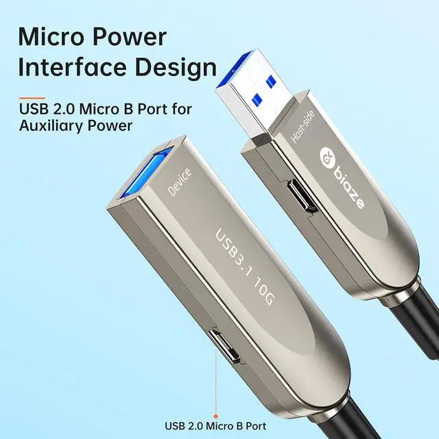 Alt view image 5 of 7 - Active Optical USB 3.0 Extension Cable Fiber Optic Type A Male to Female USB Extension Cord USB Extender 5Gbps Data Transfer for Webcam, Gamera, USB Hub, Keyboard, Hard Drive, Printer(65ft)