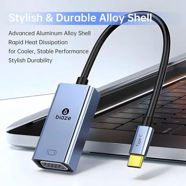 Alt view image 6 of 7 - USB C to VGA Adapter, High\u2011Definition Type C to VGA Converter \u2013 Compatible with MacBook, iPad Pro/Air, D-ell XPS, Surface, Chromebook & More