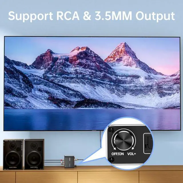 Alt view image 2 of 6 - 192KHz Digital to Analog Audio Converter, Upgrade Volume Adjustable DAC Digital SPDIF Optical to Analog L/R RCA Converter Toslink Optical to 3.5mm Jack Adapter for HDTV, DVD, Blu-Ray Players