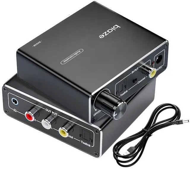 Main image of 192KHz Digital to Analog Audio Converter, Upgrade Volume Adjustable DAC Digital SPDIF Optical to Analog L/R RCA Converter Toslink Optical to 3.5mm Jack Adapter for HDTV, DVD, Blu-Ray Players