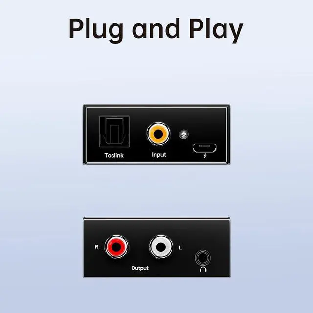 Alt view image 4 of 7 - 192kHz DAC Digital to Analog Audio Converter, Digital Audio SPDIF Optical Toslink Coaxial to Analog L/R & 3.5mm Jack Converters Optical to RCA Adapter for HDTV, DVD, Blu-Ray Players and PS3/4