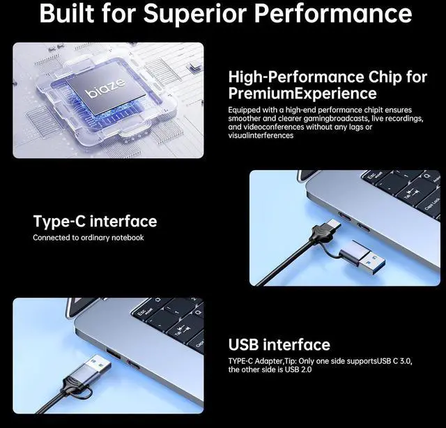 Alt view image 4 of 7 - Video Capture Card, 4K HDMI to USB/USB C Capture Card 1080P 30FPS Video Capture Device for Streaming Game Recording Compatible with PS5, Switch, Laptop, Camera, OBS