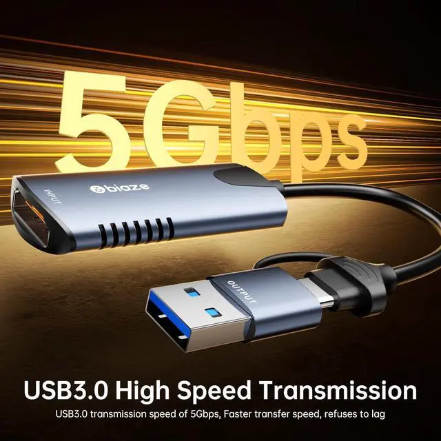 Alt view image 7 of 7 - Video Capture Card, 4K HDMI to USB/USB C Capture Card 1080P 30FPS Video Capture Device for Streaming Game Recording Compatible with PS5, Switch, Laptop, Camera, OBS