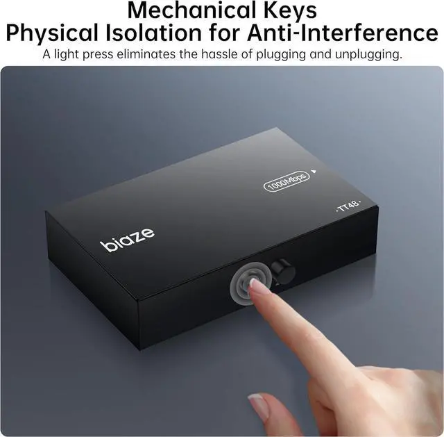 Alt view image 6 of 6 - 2-in 1-Out RJ45 Network Switch, 2x1 / 1x2 Manual LAN Selector for Internet & Network, No Need Plug/Unplug, PC Network Sharing Box for Desktop, Laptop