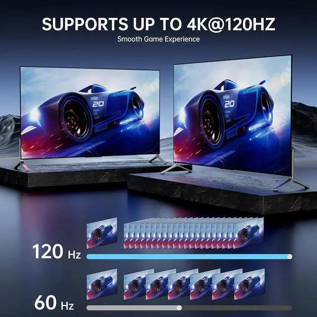 Alt view image 2 of 7 - HDMI 2.1 Bi-Directional Switch/Splitter  8K@60Hz, 4K@120Hz, 48Gbps, 2-in-1 (2x1 or 1x2 Mode), USB-Powered, Ultra HD for Gaming & Home Theater