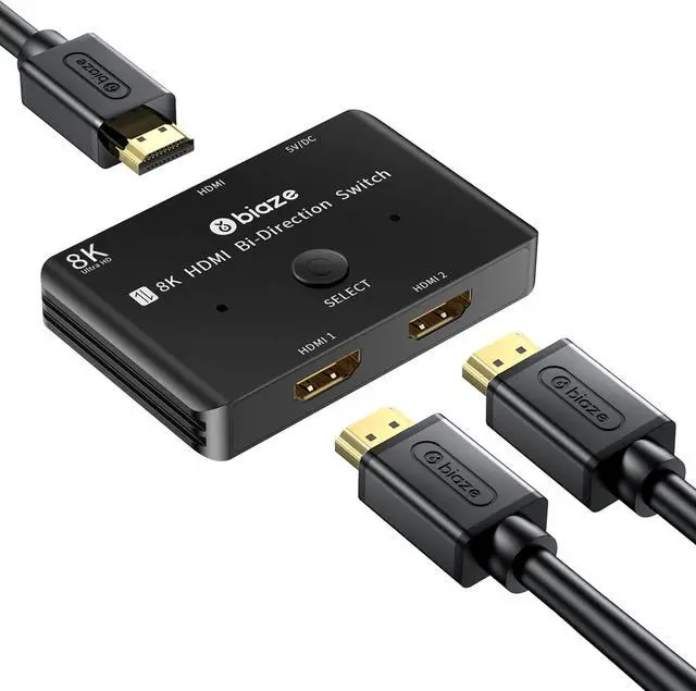 Main image of HDMI 2.1 Bi-Directional Switch/Splitter  8K@60Hz, 4K@120Hz, 48Gbps, 2-in-1 (2x1 or 1x2 Mode), USB-Powered, Ultra HD for Gaming & Home Theater