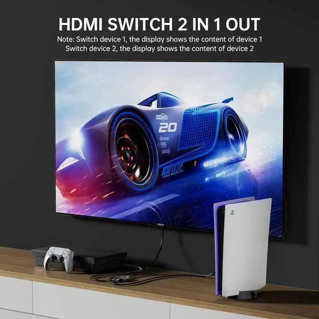 Alt view image 7 of 7 - HDMI 2.1 Bi-Directional Switch/Splitter  8K@60Hz, 4K@120Hz, 48Gbps, 2-in-1 (2x1 or 1x2 Mode), USB-Powered, Ultra HD for Gaming & Home Theater