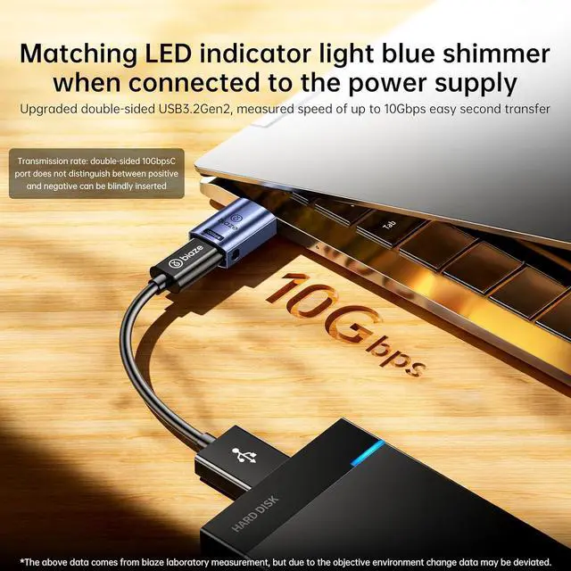 Alt view image 2 of 7 - USB to USB C Adapter 10Gbps, USB 3.2 OTG Converter with Dual-Sided Plug, Fast Charging Type-C Connector for Smartphones, Laptops, Tablets, Headphones, and USB C Cables