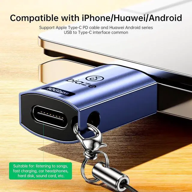 Alt view image 7 of 7 - USB to USB C Adapter 10Gbps, USB 3.2 OTG Converter with Dual-Sided Plug, Fast Charging Type-C Connector for Smartphones, Laptops, Tablets, Headphones, and USB C Cables