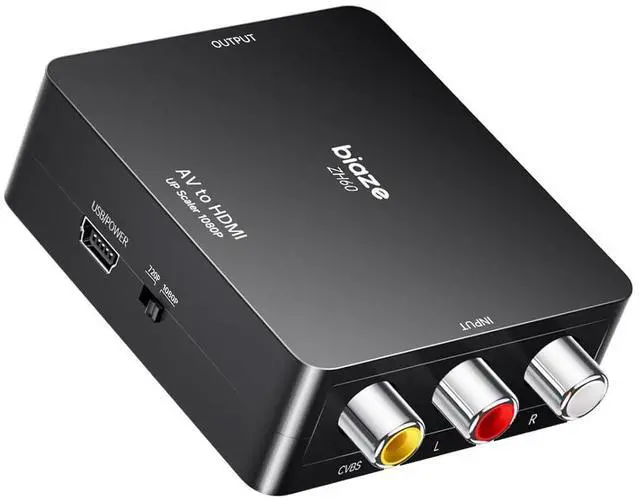 Main image of RCA to HDMI Converter, AV to HDMI Converter, Composite CVBS Video Audio Support 1080P PAL/NTSC Compatible with TV/PC/ PS3/ STB/Xbox VHS/VCR/Blue