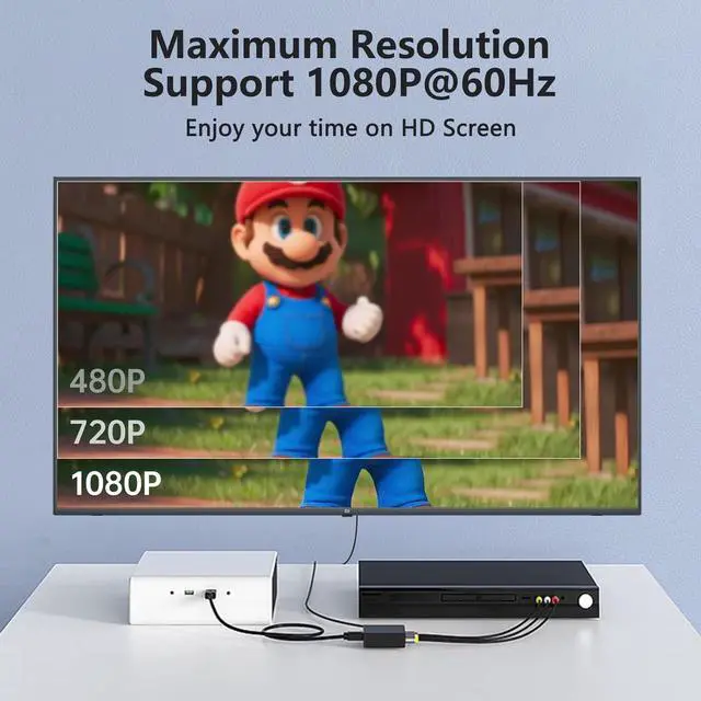 Alt view image 5 of 7 - RCA to HDMI Converter, AV to HDMI Converter, Composite CVBS Video Audio Support 1080P PAL/NTSC Compatible with TV/PC/ PS3/ STB/Xbox VHS/VCR/Blue