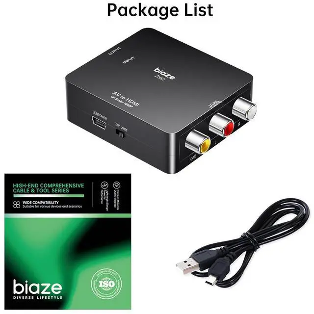 Alt view image 7 of 7 - RCA to HDMI Converter, AV to HDMI Converter, Composite CVBS Video Audio Support 1080P PAL/NTSC Compatible with TV/PC/ PS3/ STB/Xbox VHS/VCR/Blue