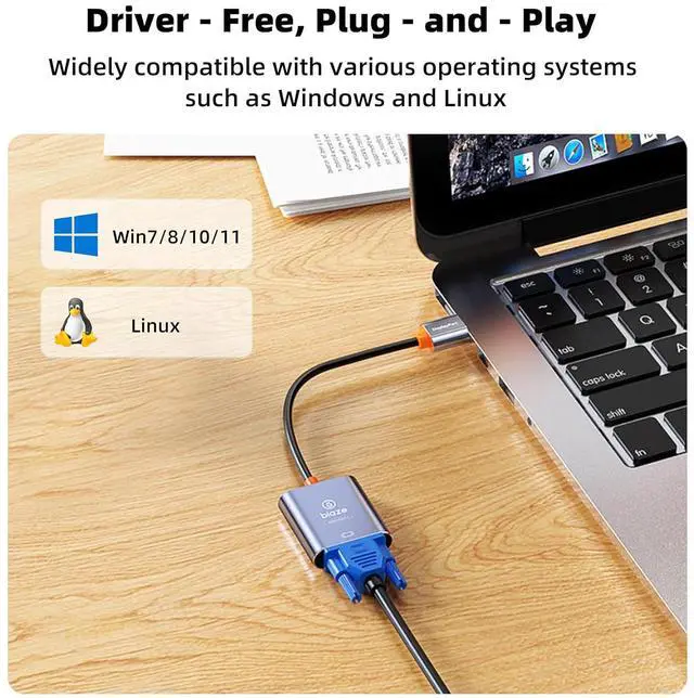 Alt view image 5 of 7 - Active DP to VGA Adapter, DisplayPort to VGA Converter for PC Laptop Monitor Projector, Supports 1920x1080 Full HD Video, Plug and Play