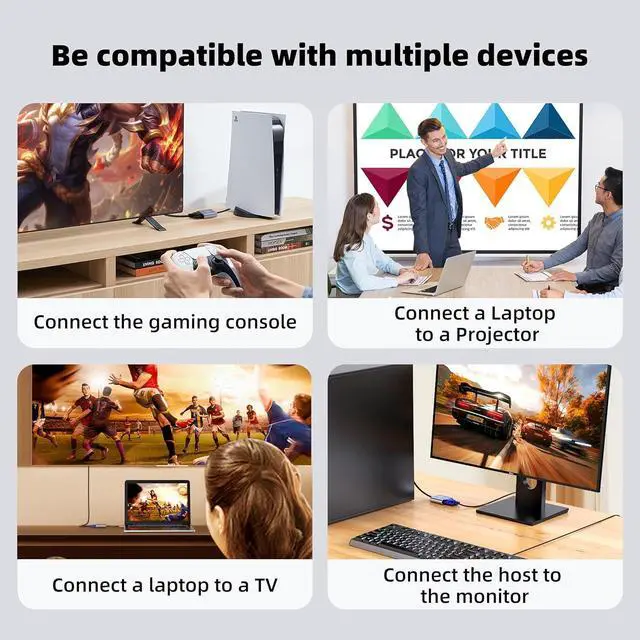 Alt view image 7 of 7 - Active DP to VGA Adapter, DisplayPort to VGA Converter for PC Laptop Monitor Projector, Supports 1920x1080 Full HD Video, Plug and Play