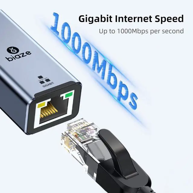 Alt view image 4 of 6 - USB 3.1 USB/Type-C to RJ45 Dual-Port 1000 Megabit Wired Network Adapter, MAC/Windows/Linux/Android Compatible, External Ethernet Converter for Laptops, Desktops, Cell Phones (1Gbps)