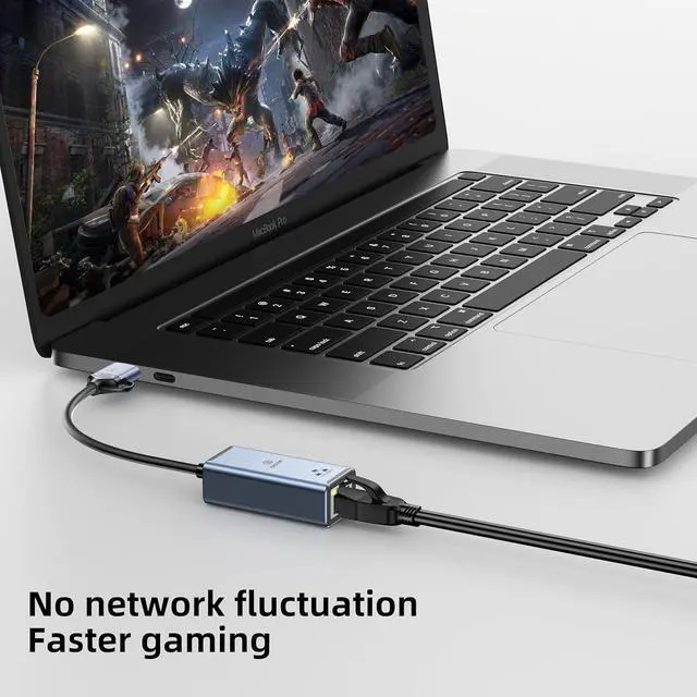 Alt view image 5 of 6 - USB 3.1 USB/Type-C to RJ45 Dual-Port 1000 Megabit Wired Network Adapter, MAC/Windows/Linux/Android Compatible, External Ethernet Converter for Laptops, Desktops, Cell Phones (1Gbps)