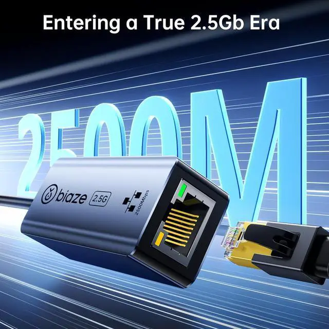 Alt view image 2 of 6 - USB 3.1 USB/Type-C to RJ45 Dual-Port 2.5G Gigabit Wired Network Adapter, Compatible with MacBook/Windows/Linux/Android, External Ethernet Converter for Laptops, Desktops, Cell Phones (2.5Gbps)