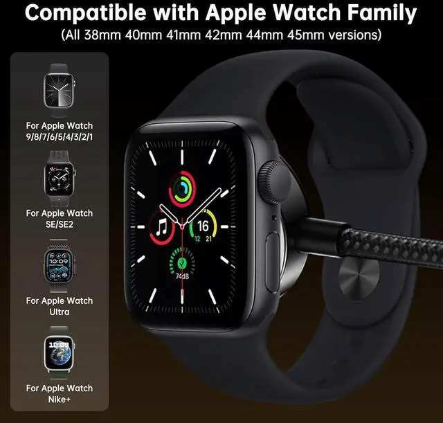 Alt view image 2 of 6 - iWatch Charger USB, Compatible with iWatch 10/9/Ultra 2/8/7/6/SE/5 Series iWatch Accessories Quick Magnetic Charger Base