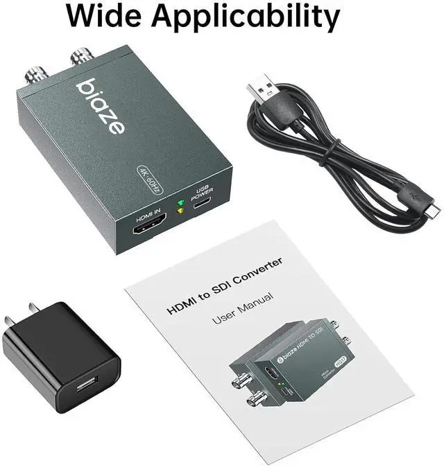 Alt view image 7 of 7 - HDMI to SDI Converter, HDMI to 3G-SDI/HD-SDI Video Audio Converter 2.970 Gbit/s Audio Embedder Simultaneously Dual SDI Output Adapter Support 1080P for Camera Home Theater