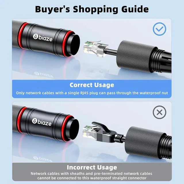 Alt view image 7 of 7 - Waterproof RJ45 Coupler, Ethernet Coupler Connector - Short Profile LAN Coupler for Cat7/Cat6/Cat5e Cable - for Outdoor Indoor CCTV IP Camera, Burial Industrial Network Connection (10-Pack)