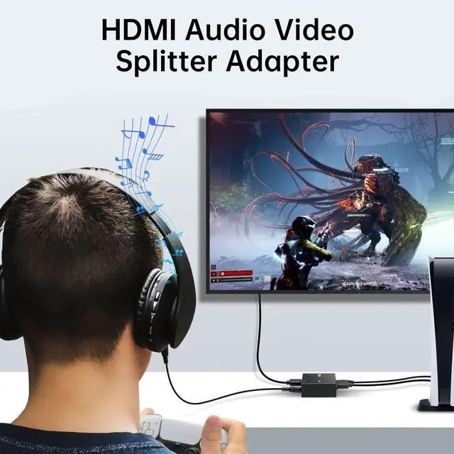 Alt view image 2 of 6 - 4K HDMI Audio Extractor Splitter, HDMI Audio Video Converter Adapter + Optical Toslink SPDIF + AUX 3.5mm Audio Jack Analog Audio Compatible with Fire Stick, Blu-Ray Player