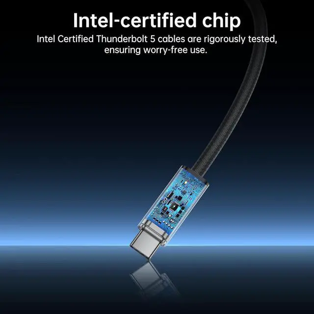 Alt view image 6 of 7 - Intel Certified Thunderbolt 5 Data Cable, 5-Foot Type C to USB-C Data Cable, Supports 240W Charging, up to 120Gbps Bandwidth,Supports 8K/4K Display, iPhone 16, MacBook, and More Devices