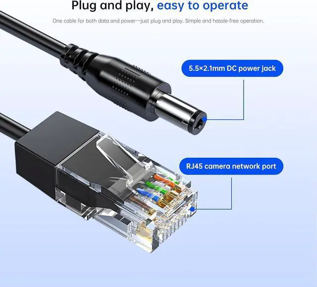 Alt view image 3 of 7 - Gigabit PoE Splitter 12V 1.2A Output, 10/100/1000Mbps Ethernet Over Powerline Adapter Power Over Ethernet Adapter for Security Camera CCTV Surveillance