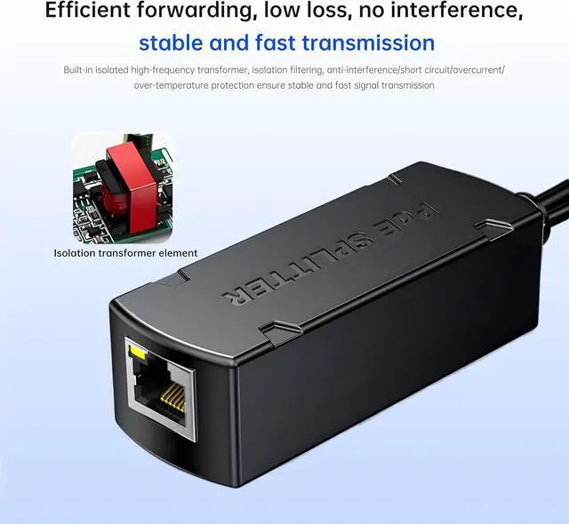 Alt view image 5 of 7 - Gigabit PoE Splitter 12V 1.2A Output, 10/100/1000Mbps Ethernet Over Powerline Adapter Power Over Ethernet Adapter for Security Camera CCTV Surveillance