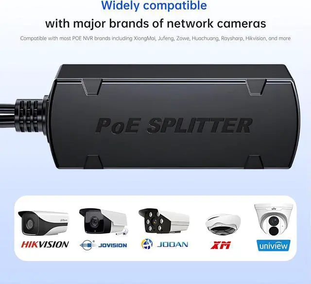 Alt view image 7 of 7 - Gigabit PoE Splitter 12V 1.2A Output, 10/100/1000Mbps Ethernet Over Powerline Adapter Power Over Ethernet Adapter for Security Camera CCTV Surveillance