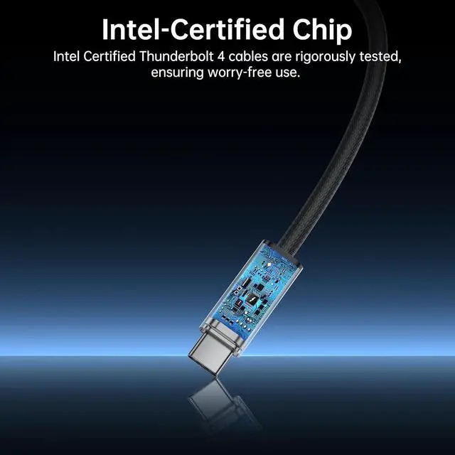 Alt view image 6 of 7 - Silver Plated Thunderbolt 4 Cable, 40Gbps Data Sync, 8K/6K@60Hz, 100W Charging (6.5FT)