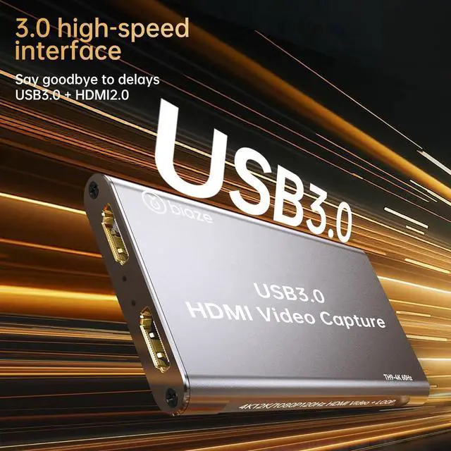 Alt view image 6 of 6 - 4K HDMI Capture Card for Streaming, Full HD 1080P 60FPS HDMI to USB 3.0 Capture Card Supports Microphone Input and 3.5MM Headphone Output Compatibilate with Camera/Xbox/PS4/PS5/PC/OBS