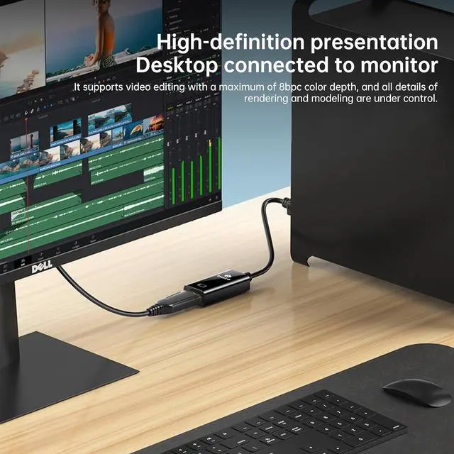 Alt view image 6 of 7 - DisplayPort to HDMI Adapter Cable, 1080P Full HD DP Male to HDMI Female Converter Cord, Plug and Play, Compatible with Desktop, Laptop, Monitor, Projector, HDTV