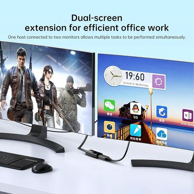 Alt view image 5 of 7 - DisplayPort to HDMI Adapter Cable, 1080P Full HD DP Male to HDMI Female Converter Cord, Plug and Play, Compatible with Desktop, Laptop, Monitor, Projector, HDTV