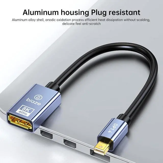 Alt view image 6 of 7 - Mini DisplayPort to DisplayPort 1.4 Adapter Cable, 8K@60Hz Bi-Directional Mini DP to DP Video Converter, 0.2M/0.66ft, Compatible with Laptop, Surface, Graphics Card, Monitor, Projector