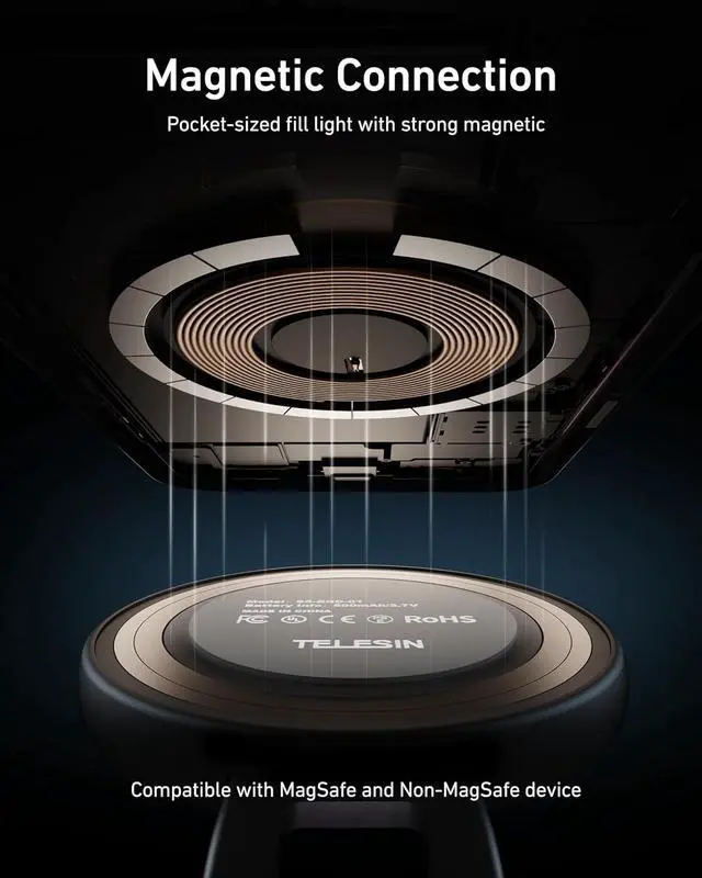 Alt view image 5 of 7 - TELESIN C03 Magnetic Phone Beauty Selfie Light Compatible with iPhone Magsafe, CRI97 360° LED Selfie Ring Fill Light with Mirror for Selfies/Photography/TikTok/Zoom Calls/Video Conference(Black)