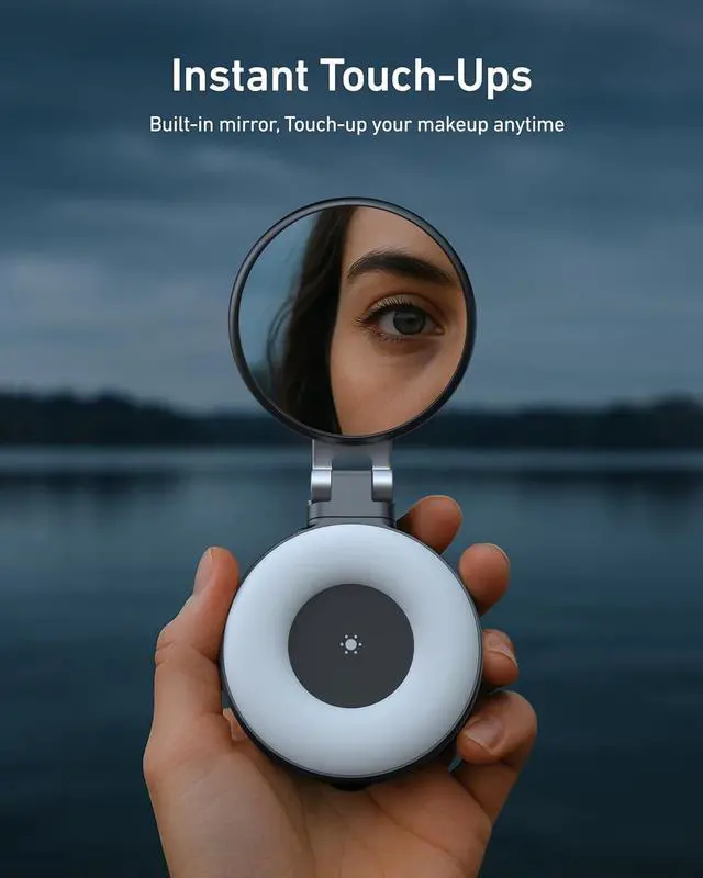 Alt view image 6 of 7 - TELESIN C03 Magnetic Phone Beauty Selfie Light Compatible with iPhone Magsafe, CRI97 360° LED Selfie Ring Fill Light with Mirror for Selfies/Photography/TikTok/Zoom Calls/Video Conference(Black)