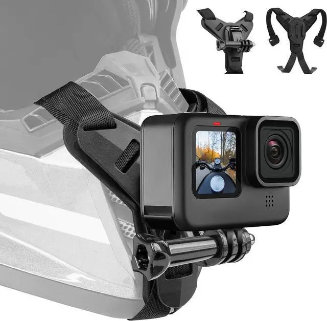 Main image of Helmet Mount for GoPro, Motorcycle Chin Strap Attachment with Extension J Hook Dirt Bike Holder Mounting Accessories for Go Pro Max Hero 13 12 11 10 9 8 Insta360 X5 X4 D-J-I Osmo Nano Action 3 4 5 Pro