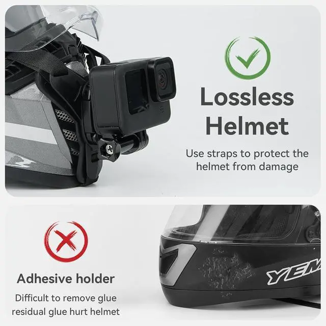 Alt view image 2 of 6 - Helmet Mount for GoPro, Motorcycle Chin Strap Attachment with Extension J Hook Dirt Bike Holder Mounting Accessories for Go Pro Max Hero 13 12 11 10 9 8 Insta360 X5 X4 D-J-I Osmo Nano Action 3 4 5 Pro