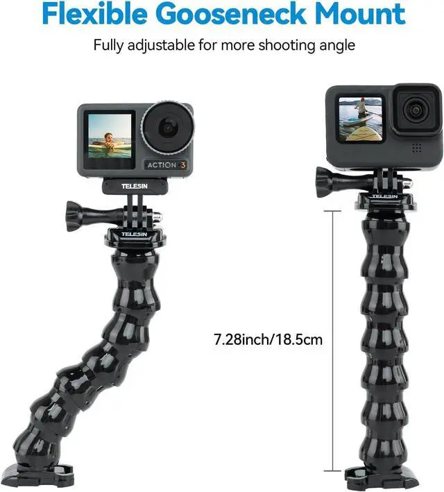 Alt view image 3 of 5 - Jaws Flex Super Clamp Mount Gooseneck Tripod Desk Table Strolle Vlog Video Light Extension Holder Attach for GoPro Max 13 12 11 10 9 8 7 6 5 Insta360 X3 Go3 Ace Pro D-J-I Action 4 Pocket 3 Accessories