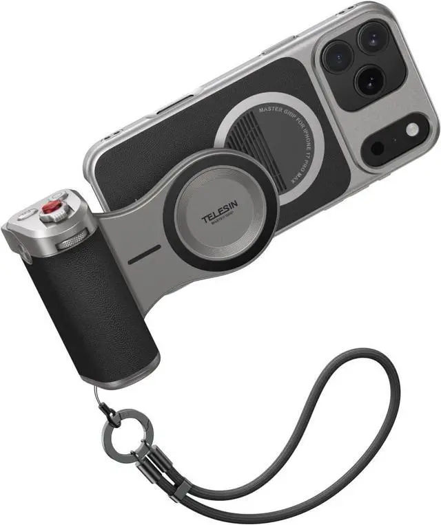 Main image of TELESIN Magnetic Master Grip Kit for iPhone 17 Pro Max, Phone Camera Grip Powergrip Kit Built-in 3200mAh Battery - Wireless Charging - Graphene Case for iPhone Cooling - DSLR Style Grip Handle Holder