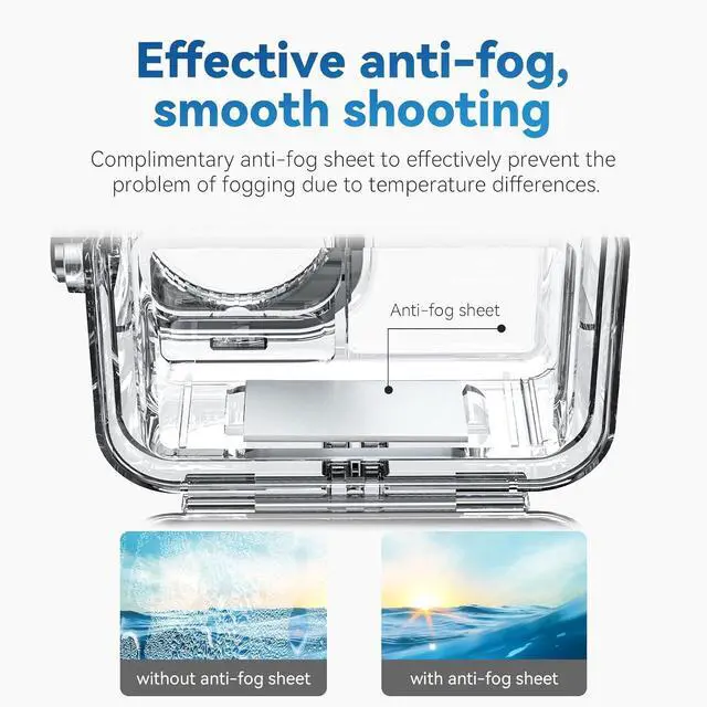 Alt view image 2 of 7 - TELESIN Waterproof Case for D-J-I Action 5 Pro Action 4/3 Camera, with Anti-Fog Underwater Housing Shell Cage Supports 45M/148FT Deep Diving Scuba Snorkeling Swimming with Quick Release Screw