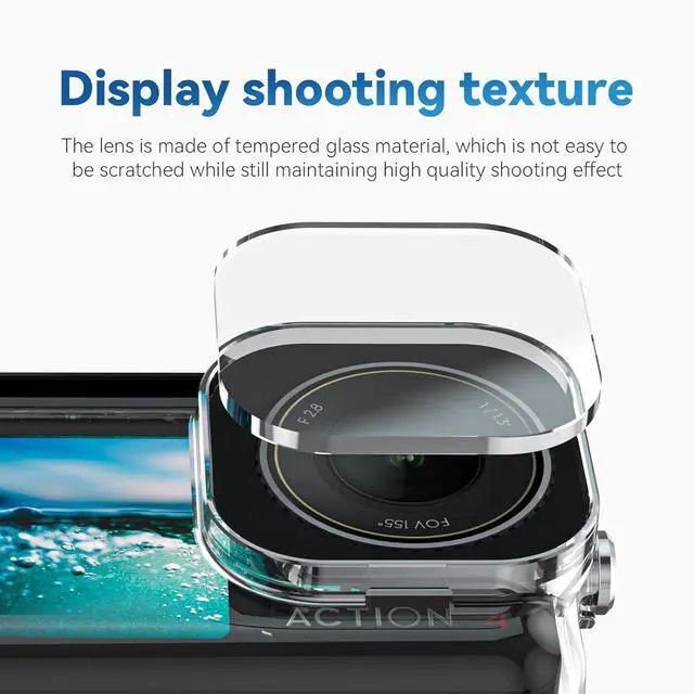 Alt view image 4 of 7 - TELESIN Waterproof Case for D-J-I Action 5 Pro Action 4/3 Camera, with Anti-Fog Underwater Housing Shell Cage Supports 45M/148FT Deep Diving Scuba Snorkeling Swimming with Quick Release Screw